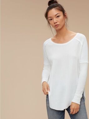 Aritzia-TNA Alder Thermal Waffle  Knit Long Sleeve, White
